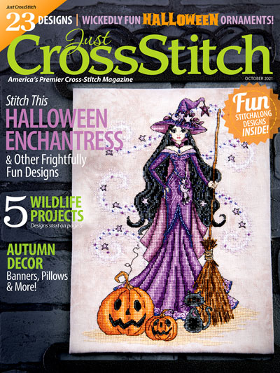 Just Cross Stitch - 2021 #5 Sept/Oct Issue-Just Cross Stitch - 2021 5 SeptOct Issue, Halloween, witches, pumpkins, trick or treat,  projects, cross stitch 