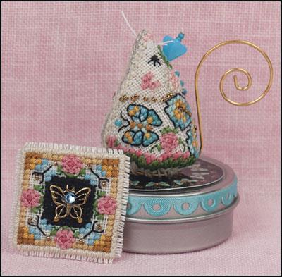 Just Nan - Mouse on a Tin Limited Edition Series V - Madame Butterfly-Just Nan - Mouse on a Tin Limited Edition Series V - Madame Butterfly, needles, needlbook, lady mouse, cross stitch, needle storage, 