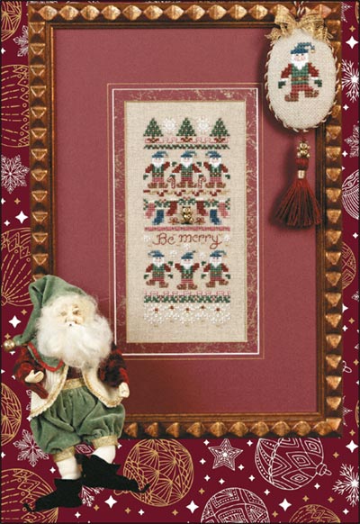 Just Nan - Be Merry-Just Nan - Be Merry , Christmas, sampler, elves, Santa Claus, Santas elves, Christmas stockings, teddy bear, cross stitch 