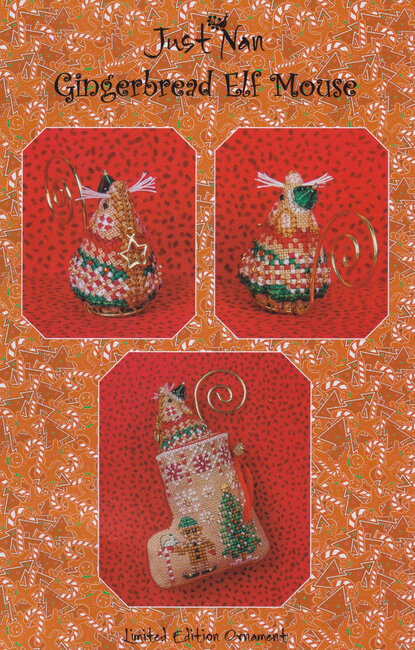 Just Nan - Gingerbread Elf Mouse-Just Nan - Gingerbread Elf Mouse, ornament, Christmas
