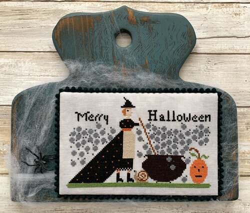 Lucy Beam Love in Stitches - Merry Halloween-Lucy Beam Love in Stitches - Merry Halloween, witch, fall, pumpkin, cauldron, snail, witchs brew, cross stitch 