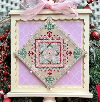 Luhu Stitches - Snowflakes Dance - A Quaker Sampling-Luhu Stitches - Snowflakes Dance - A Quaker Sampling, pink, Quaker motif, snowflakes, cross stitch 