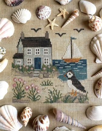 Little Loops - Life by the Sea-Little Loops - Life by the Sea, beach, sailboat, bird, flowers, ocean, cross stitch