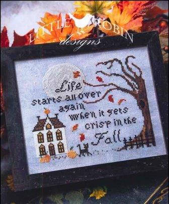 Little Robin Designs - Autumal Sampler-Little Robin Designs - Autumal Sampler, fall, leaves, pumpkin, black cat, cross stitch