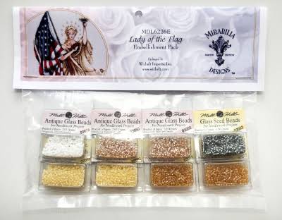 Mill Hill - Mirabilia Lady of the Flag Embellishment Pack-Mill Hill - Mirabilia Lady of the Flag Embellishment Pack, Statue of Liberty, America, American flag, beads, cross stitch, beading, 