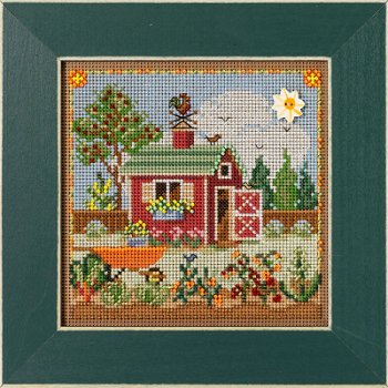 Mill Hill - Spring Series - Potting Shed-Mill Hill - Spring Series - Potting Shed, beads, gardening, button, perforated paper, wheel barrel, cross stitch, beading, 