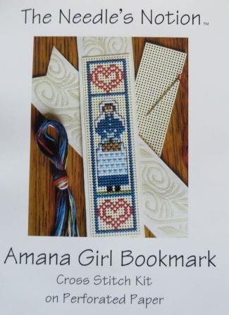 The Needle's Notion - Amana Girl Bookmark Kit-The Needles Notion - Amana Girl Bookmark Kit, perforated paper, cross stitch