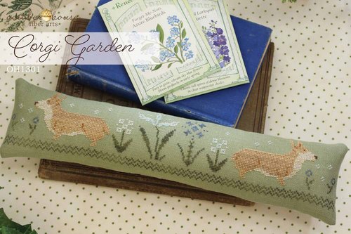 October House - Corgi Garden-October House - Corgi Garden, dogs, flowers, best friend, cross stitch 