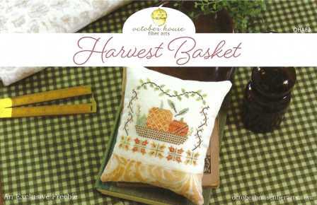 October House - Harvest Basket (Free Chart with purchase)-October House - Harvest Basket Free Chart with purchase, Pumpkins, fall, autumn, vine, cross stitch 