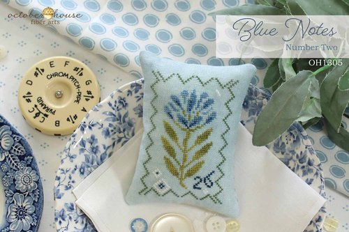 October House - Blue Notes Number Two-October House - Blue Notes Number Two, flowers, blues, cross stitch