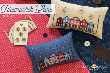 October House - Firecracker Lane-October House - Firecracker Lane, 4th of July, Independence Day, Freedom, America, USA, 250th Anniversary, cross stitch 