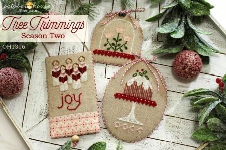 October House - Tree Trimmings - Season Two-October House - Tree Trimmings -Season Two, Christmas, ornaments, cross stitch