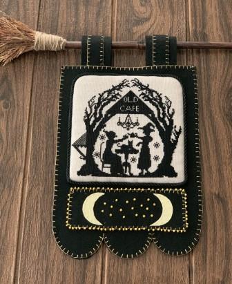 Twin Peak Primitives - Old Cafe-Twin Peak Primitives - Old Cafe, Halloween, witches, black cat, trees, cross stitch 