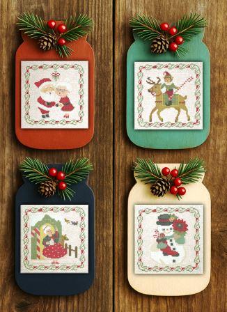 Twin Peak Primitives - Olde Christmas-Twin Peak Primitives - Olde Christmas, Santa Claus, Mrs, Claus, elf, snowman, cross stitch, 
