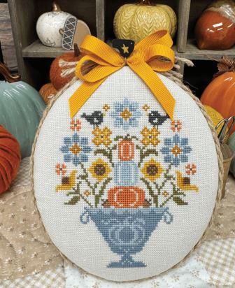 Primrose Cottage Stitches - Autumn Basket-Primrose Cottage Stitches - Autumn Basket, pumpkins, flowers, fall, sunflowers, cross stitch 