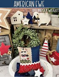 Primrose Cottage Stitches - American Ewe-Primrose Cottage Stitches - American Ewe, USA, patriotic, American, sheep, American flag,  