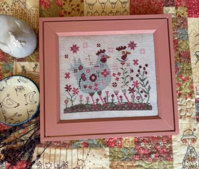 Pansy Patch Quilts and Stitchery - Henpecked-Pansy Patch Quilts and Stitchery - Henpecked, chickens, female, male, flowers, 2026 Needlework Marketplace Release, cross stitch