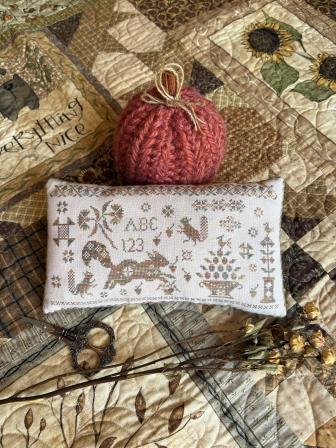 Pansy Patch Quilts and Stitchery - Sassy Squirrel Pinkeep-Pansy Patch Quilts and Stitchery - Sassy Squirrel Pinkeep, 2026 Needlework Marketplace Release, fall, acorns, leaves, 