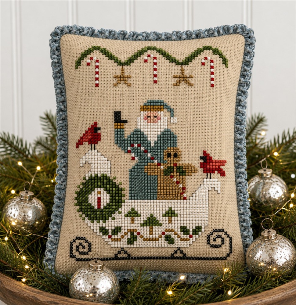 Plum Pudding NeedleArt - Sleigh Bells Ring-Plum Pudding NeedleArt - Sleigh Bells Ring, Santa Claus, cardinals, candy canes, Christmas, ornaments, cross stitch