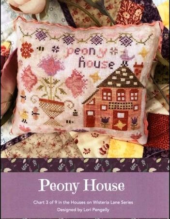 Pansy Patch Quilts and Stitchery - Houses on Wisteria Lane #03 - Peony House-Pansy Patch Quilts and Stitchery - Houses on Wisteria Lane 03 - Peony House, bird, pink, flowers, cross stitch