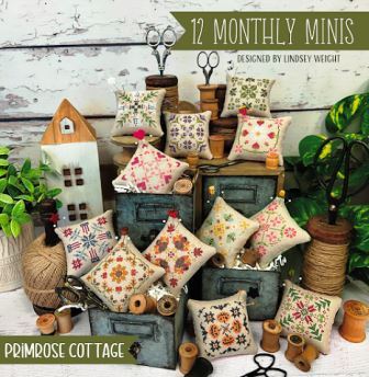 Primrose Cottage Stitches - 12 Monthly Minis-Primrose Cottage Stitches - 12 Monthly Minis, pillows, seasonal, motifs, cross stitch