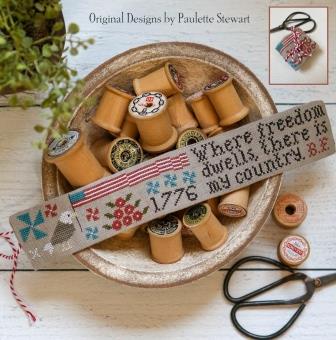 Plum Street Samplers - Freedom Pin Roll-Plum Street Samplers - Freedom Pin Roll, USA, patriotic, American flag, 1776, Benjamin Franklin, bald eagle, cross stitch 