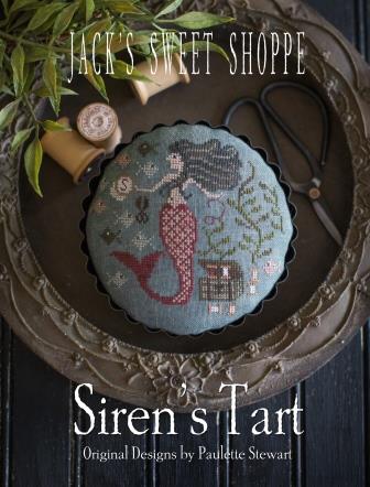 Plum Street Samplers - Jack's Sweet Shoppe - Siren's Tart-Plum Street Samplers - Jacks Sweet Shoppe - Sirens Tart, mermaid, sewing box, threads, fish, cross stitch 