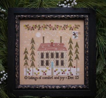 Plum Street Samplers - Comfort and Joy-Plum Street Samplers - Comfort and Joy, cottage, winter, snow, goose, Christmas, trees, cross stitch, home, 