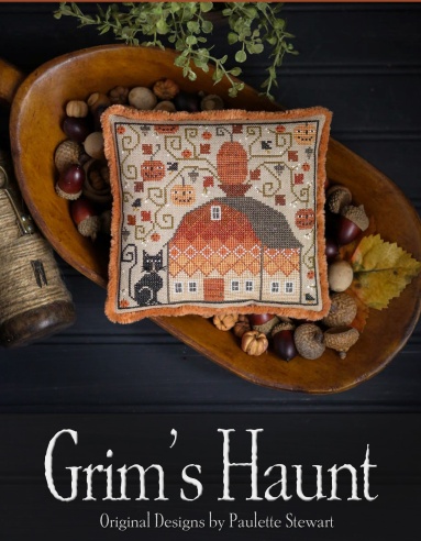 Plum Street Samplers - Grim's Haunt-Plum Street Samplers - Grims Haunt, Halloween, fall, autumn, pumpkins, cat, house, cross stitch