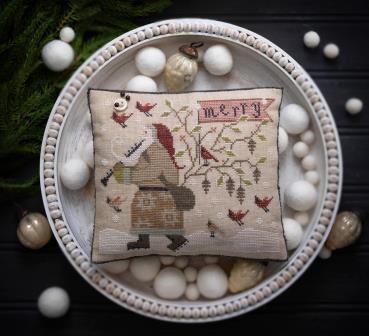 Plum Street Samplers - A Merry Gentleman-Plum Street Samplers - A Merry Gentleman, Santa Claus, Kris Kringle, old world, Christmas, cardinals, snow, music, cross stitch