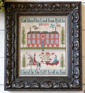 Plum Street Samplers - Christmas in July-Plum Street Samplers - Christmas in July, God, freedom, American flag,horse, carriage, house, USA, cross stitch 