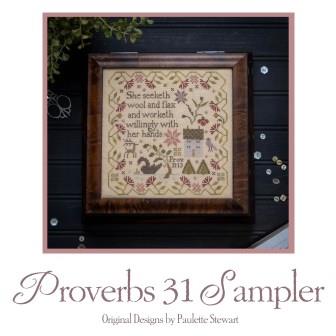 Plum Street Samplers - Proverbs 31 Sampler - MARKET EXCLUSIVE-Plum Street Samplers - Proverbs 31 Sampler, bible verse, Old Testament, mom, marriage, advise, cross stitch