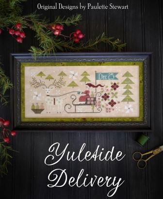 Plum Street Samplers - Yuletide Delivery-Plum Street Samplers - Yuletide Delivery, Santa Claus, reindeer, Christmas, Christmas trees, snow, cross stitch, sleigh,  