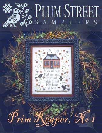 Plum Street Samplers - Prim Reaper No. 1-Plum Street Samplers - Prim Reaper No. 1, Halloween, fall, house, cross stitch 