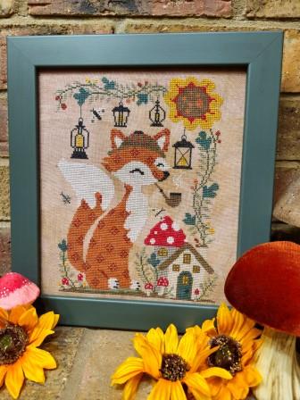 Quaint Rose Needlearts - Frederick Fox-Quaint Rose Needlearts - Frederick Fox, fall, mushroom, leaves, sun, cottage, cross stitch, 2026 Needlework Marketplace Release 