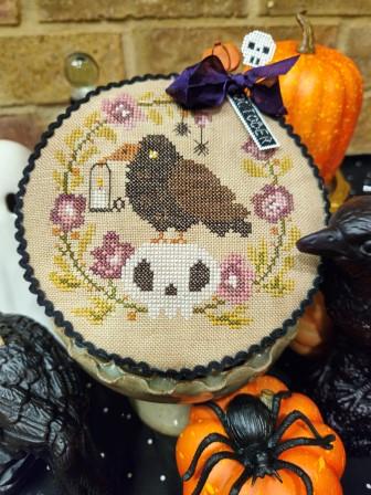 Quaint Rose Needlearts - Pin Drum Shorties - 10 Crow-Quaint Rose Needlearts - Pin Drum Shorties - 10 Crow, skeleton, spiders, pumpkins, cross stitch, auto-ship