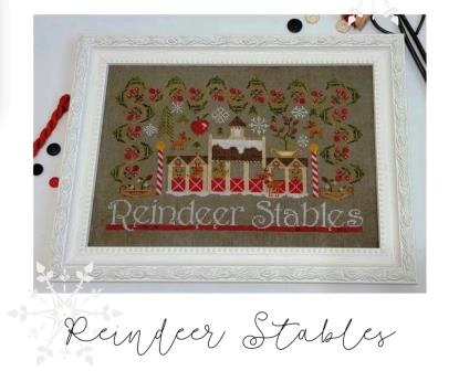 Quaint Rose Needlearts - Reindeer Stables-Quaint Rose Needlearts - Reindeer Stables, Christmas, barn, candy cane, Santa Claus, cross stitch, flowers,  