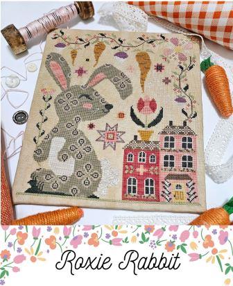 Quaint Rose Needlearts - Roxie Rabbit-Quaint Rose Needlearts - Roxie Rabbit, bunny, Easter, flowers, carrots, spring, houses, cross stitch 