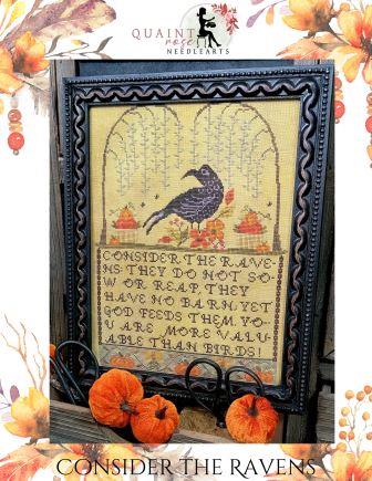 Quaint Rose Needlearts - Consider The Ravens-Quaint Rose Needlearts - Consider The Ravens, bible verse, Luke 1224, God, faith, grace, birds, food, flowers, cross stitch 