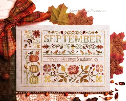 Samplers and Primitives - Autumn Joy-Samplers and Primitives - Autumn Joy, fall, September, harvest, cross stitch