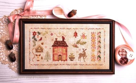 Samplers and Primitives - Be Merry-Samplers and Primitives - Be Merry, Christmas, reindeer, cardinals, cross stitch