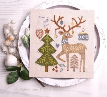 Samplers and Primitives - Festive Reindeer-Samplers and Primitives - Festive Reindeer, Christmas, cross stitch