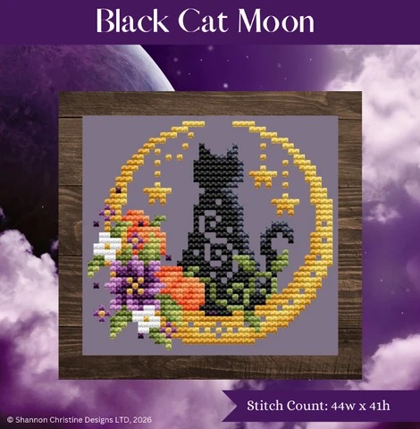 Shannon Christine Designs - Black Cat Moon-Shannon Christine Designs - Black Cat Moon, Halloween, harvest moon, cross stitch