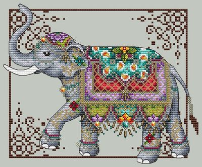 Shannon Christine Designs - Jeweled Elephant-Shannon Christine Designs - Jeweled Elephant, circus, cross stitch, beading, crystals, floss, 