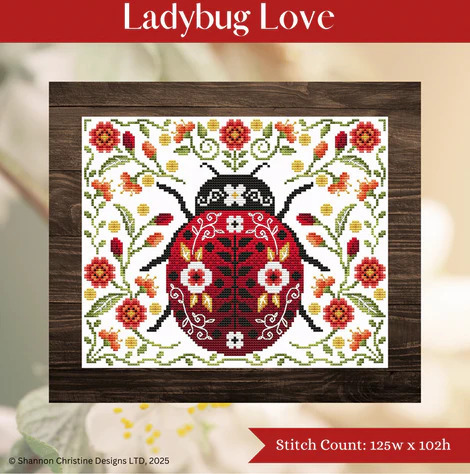 Shannon Christine Designs - Ladybug Love-Shannon Christine Designs - Ladybug Love, insect, flowers, bugs, plants, cross stitch