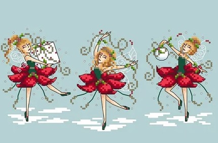 Shannon Christine Designs - Holly Jolly Fairies-Shannon Christine Designs - Holly Jolly Fairies, Christmas, fairy, dancing, gifts, snow, cross stitch