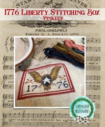 Screen Door Needleworks - 1776 Liberty Stitching Box Pinkeep-Screen Door Needleworks - 1776 Liberty Stitching Box Pinkeep, USA, 250 years, American Eagle, 1776, freedom, cross stitch