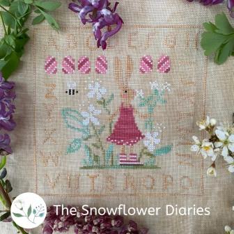 The Snowflower Diaries - Bunny in the Garden-The Snowflower Diaries - Bunny in the Garden, Easter, flowers, Easter eggs, sampler, cross stitch