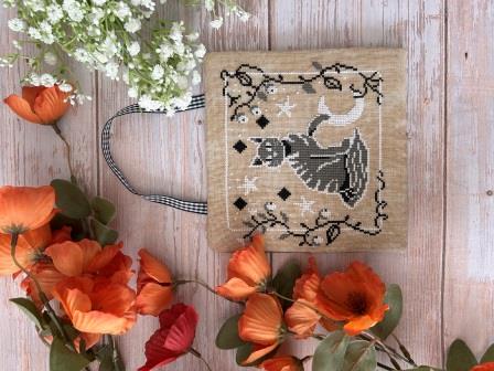 The Snowflower Diaries - Midnight Cat-The Snowflower Diaries - Midnight Cat, moon, feline, stars, flowers, cross stitch, 2026 Needlework Marketplace Release 