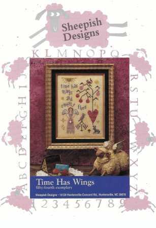Sheepish Designs - Time Has Wings-Sheepish Designs - Time Has Wings, angel, heart, rabbit, flowers, cross stitch